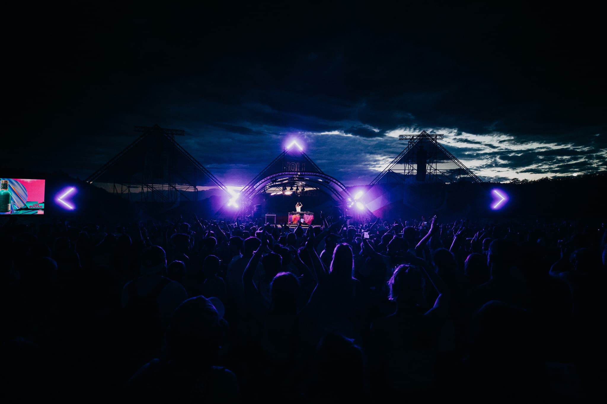 Festival crowd at night